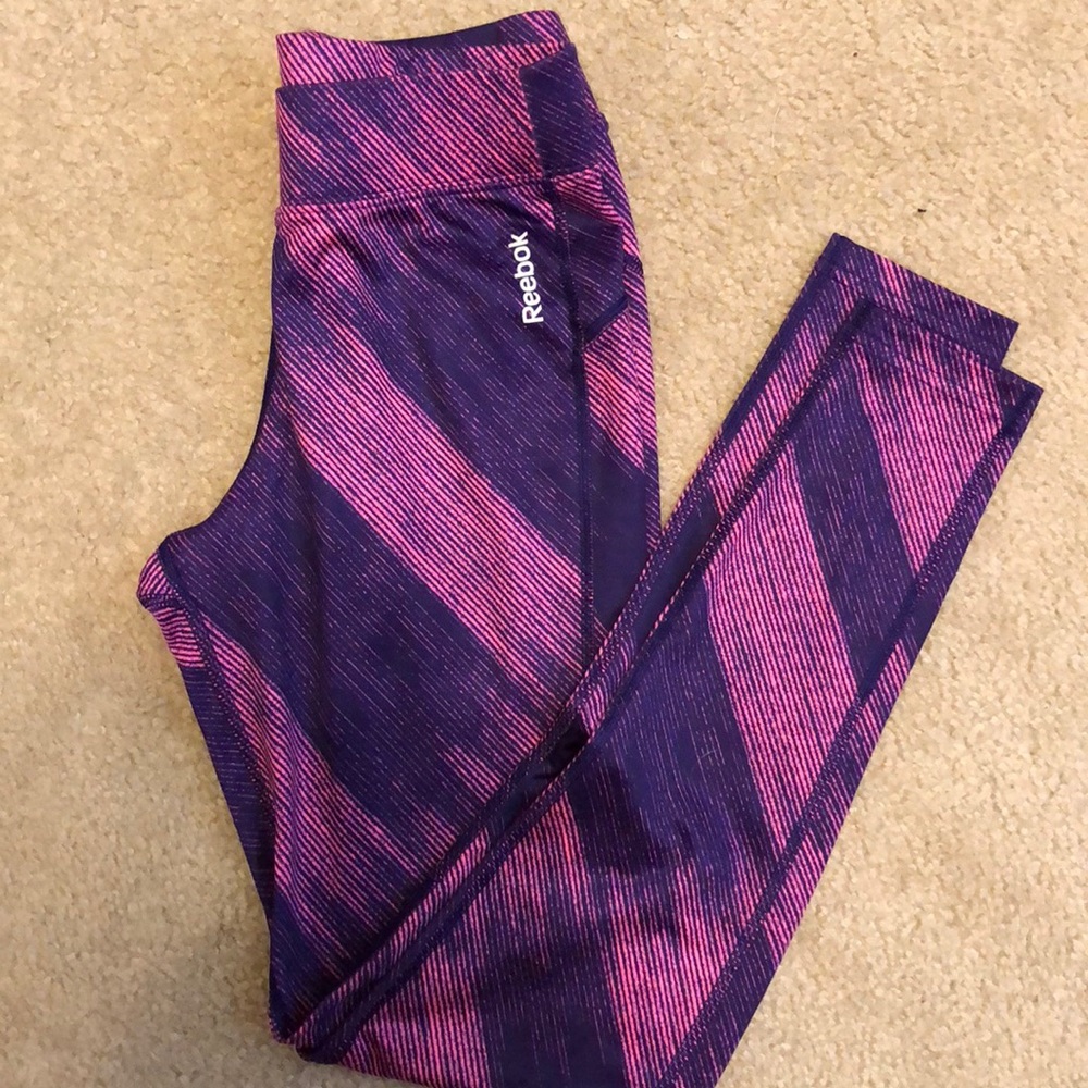 Reebok Pink/Purple Striped Leggings
